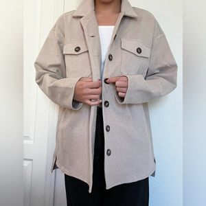 SOFT BEIGE BOXY PEA COAT